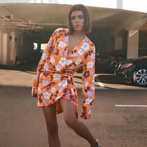 Zara floral mini wrap dress